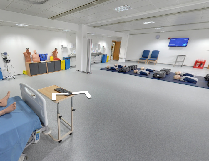 Dummies lying down on floor