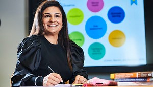 Colleague smiling at camera