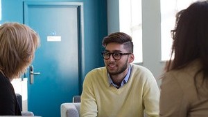 Colleagues communicating