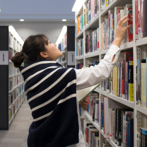 A student in a library