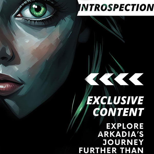 Magazine cover featuring artwork of a green-eyed character, a title reading INTROSPECTION.