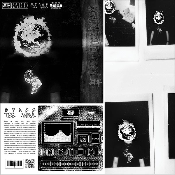 A collage of images depicting a person with a pixelated graphic of the Earth on fire obscuring their face.