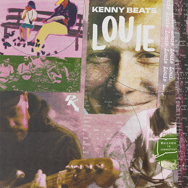 A collage of images related to artist Kenny Beats and his album Louie in cover art format.