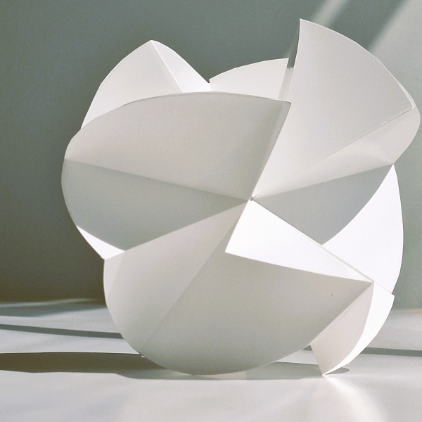 Artwork by Ceri Cahill depicting a complex white shape.