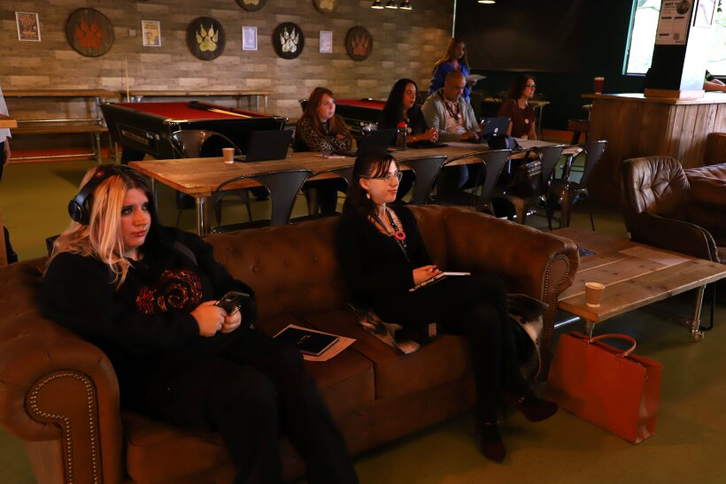 Student sitting on sofa