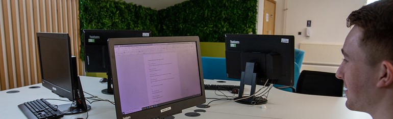 A student working on a computer