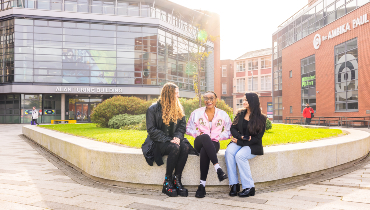 Students chatting in the courtyard