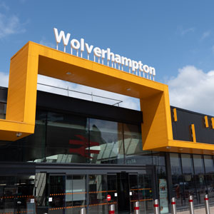A photograph of the entrance to Wolverhampton Train Station