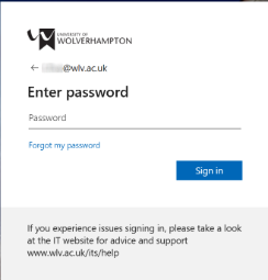 Entering your Password for Microsoft Login