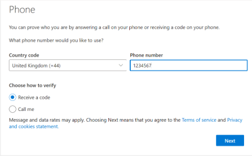 Entering details and verifying your authentication