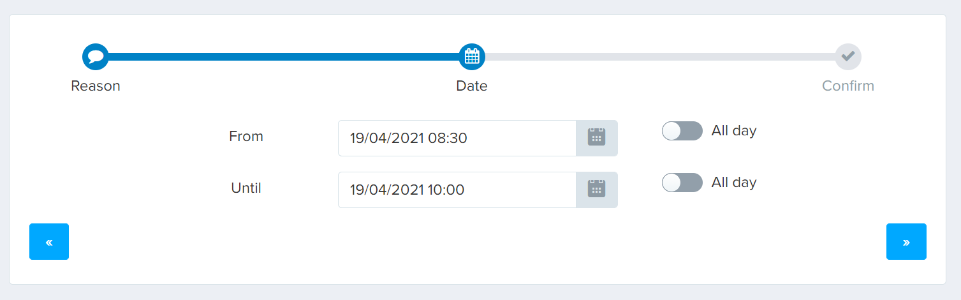 The second stage in reporting an absence in Presto