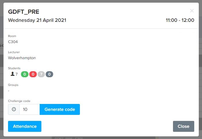 Code generation for Student check in system
