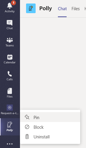 How to pin an app to the menu side bar in Teams
