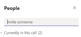 The invite a contact menu in a call on Teams