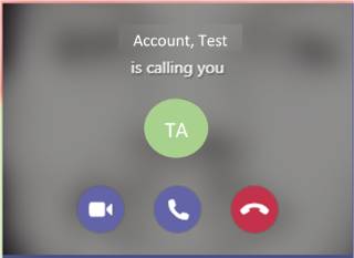 The incoming call notification on Teams