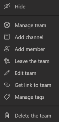 The more options menu in Teams