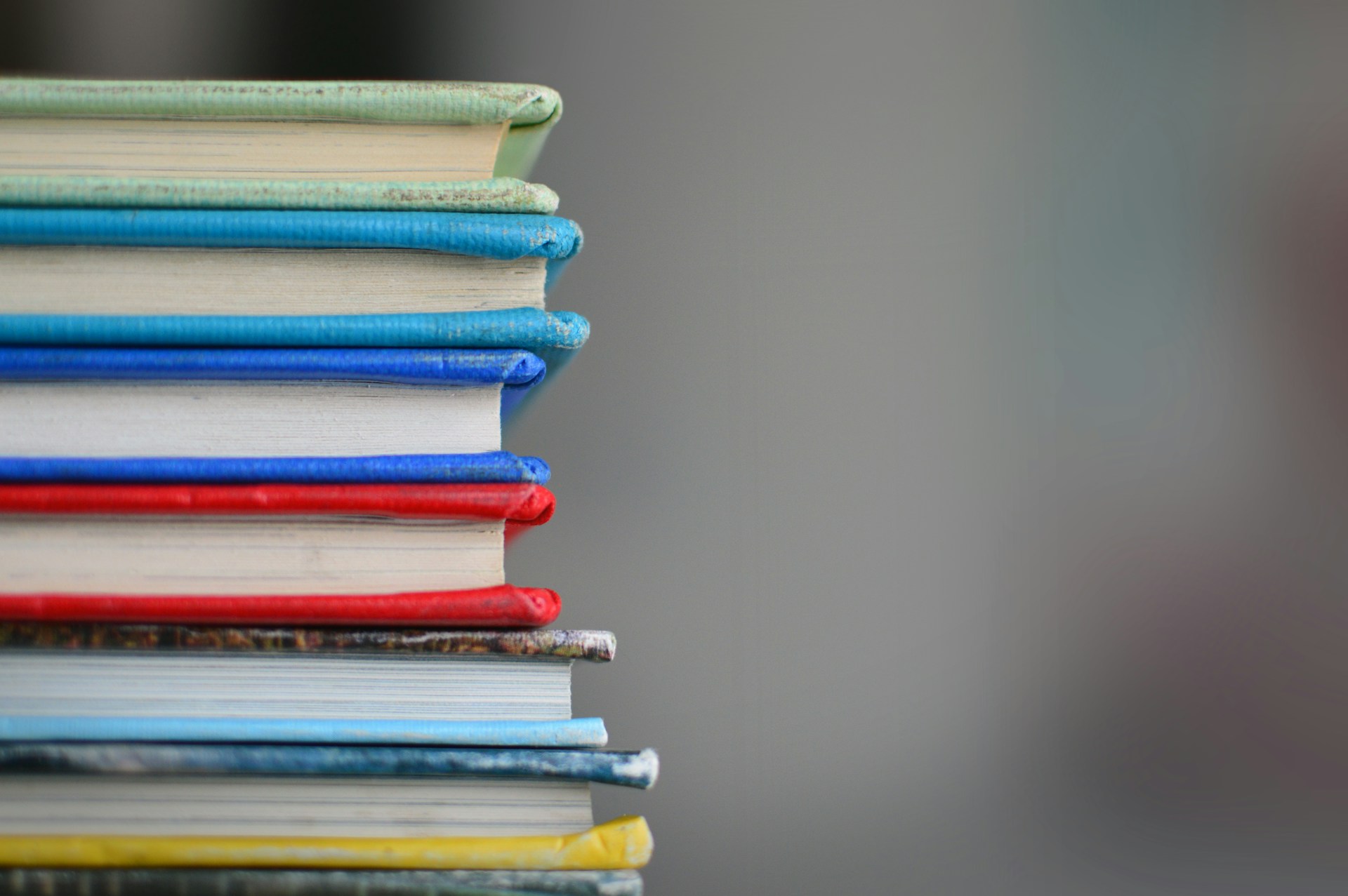 A stack of books seen from the side