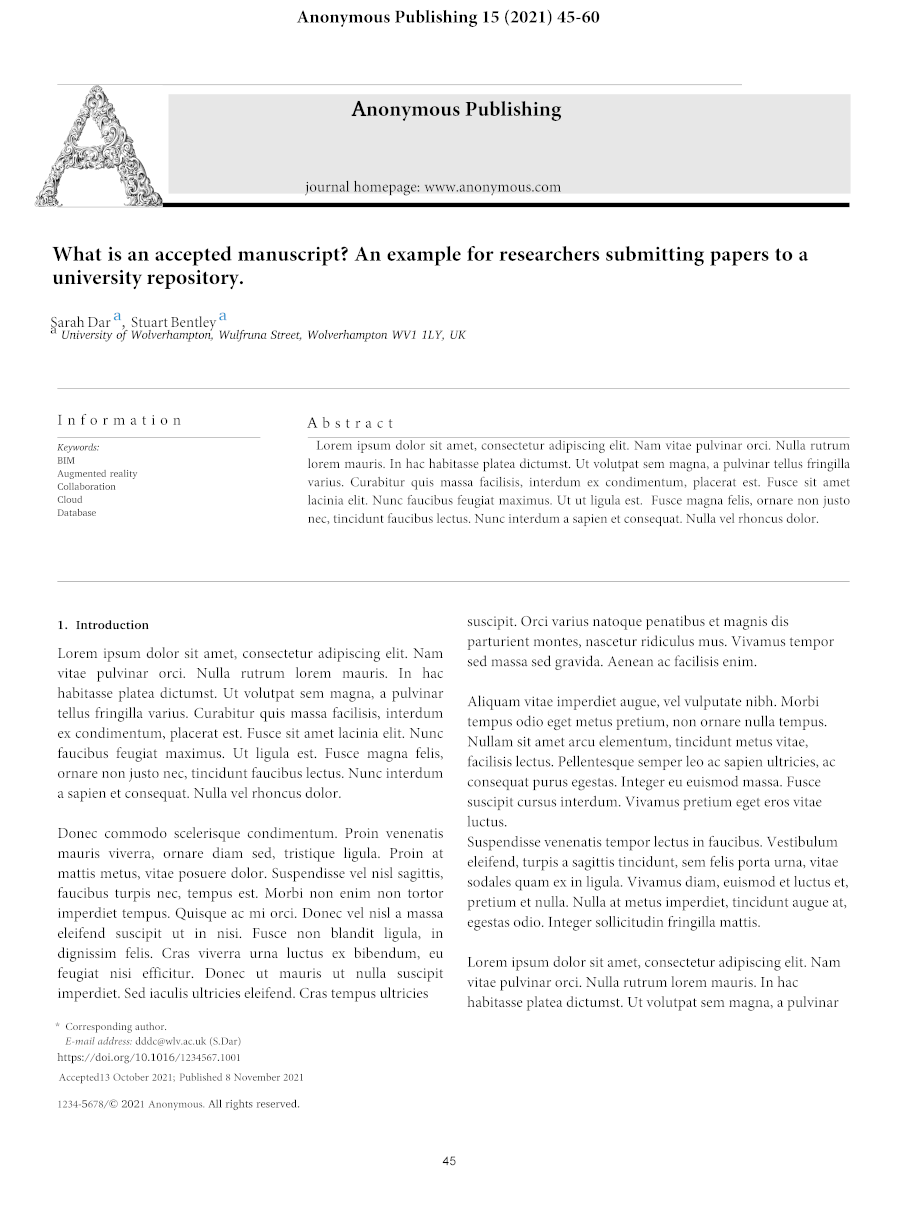 Example of a published version which has been type-set and copy-edited by the publisher. Document includes publisher logo and formatting by the publisher.