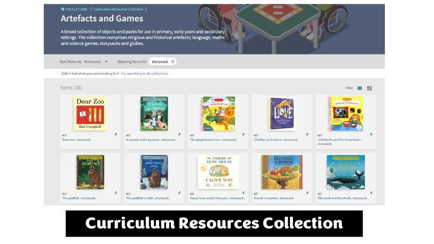 Screenshot of curriculum resources online collection