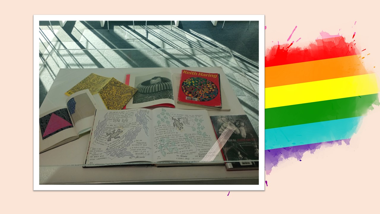 Display of books about Keith Haring