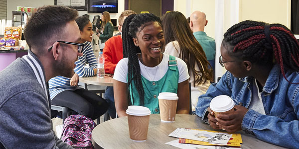 Students sat in the Arena Theatre cafe