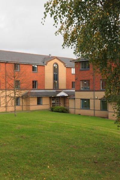 Exterior image of an accommodation building in Telford Campus