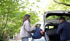 Students leaving the accommodation