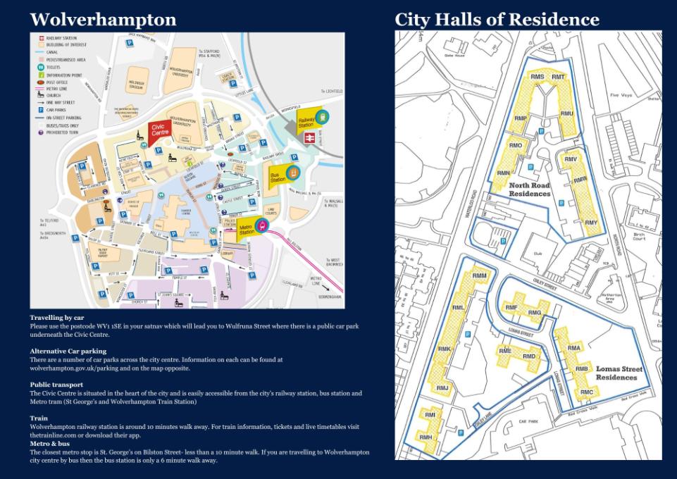 Wolverhampton Map and Halls of Residence