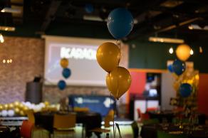 Party with blue and yellow balloons