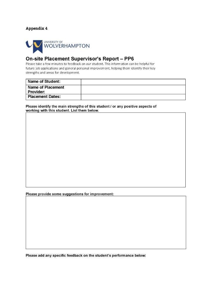 Appendix 4 - Onsite Placement Supervisor's Report PP6 - Page 1