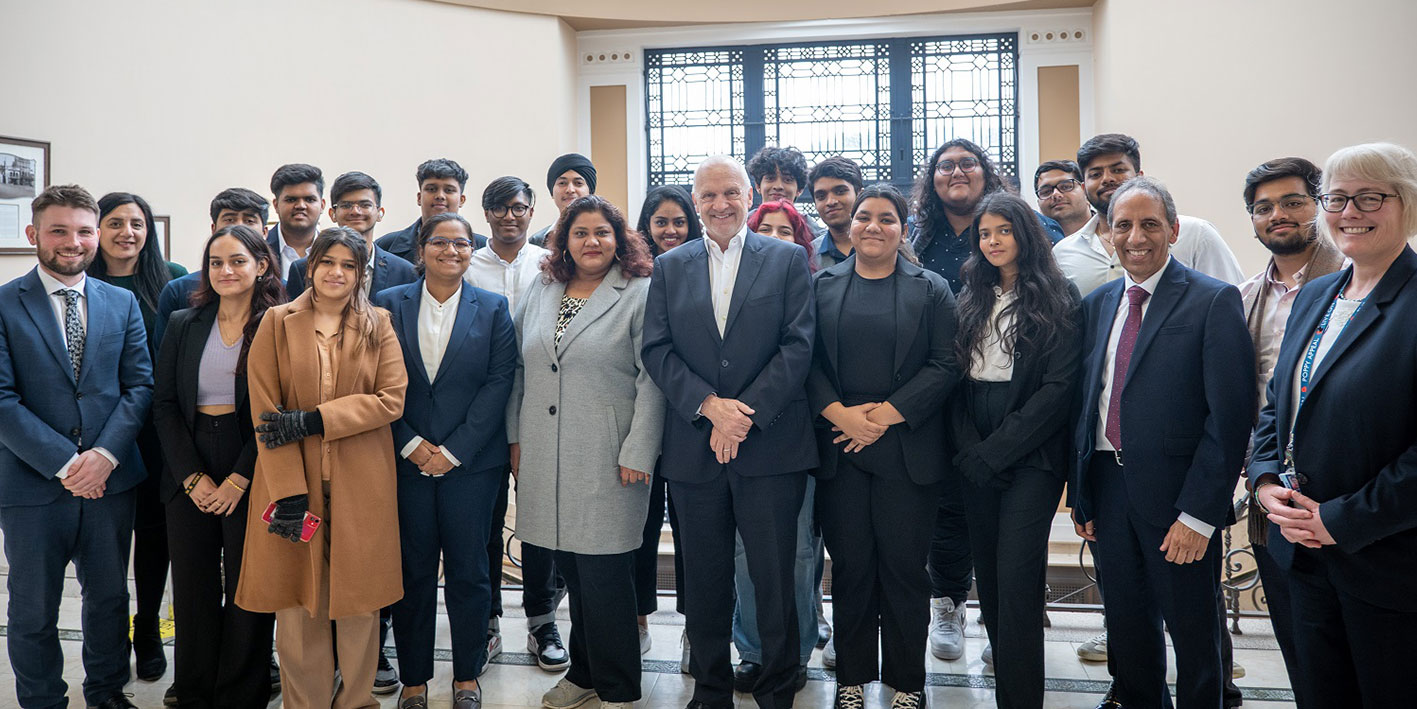 Group of students from Podar University with the VC