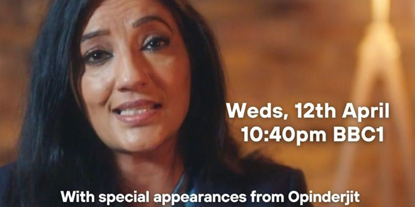 Graphic depicting Opinderjit Takhar giving expertise for a BBC 1 programme about Sikhs