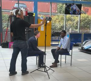 Student being filmed at Telford Campus by the BBC