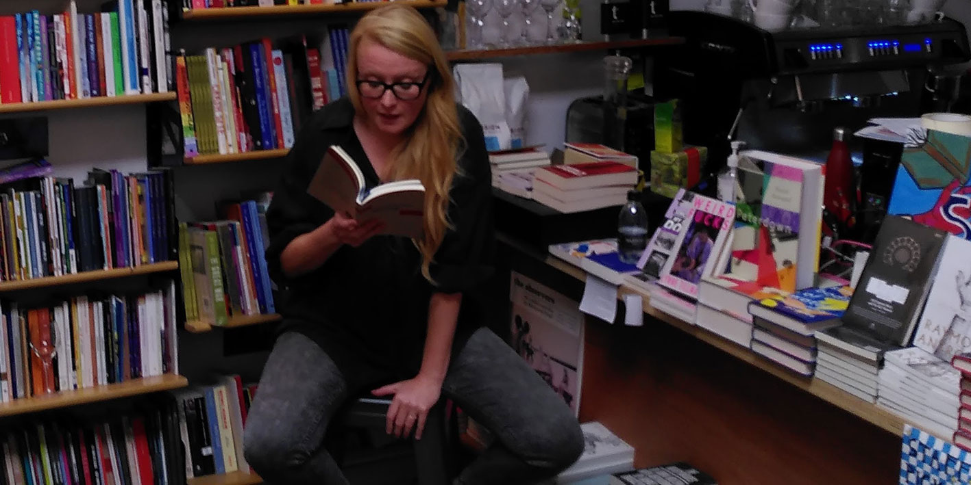 A shot of writer in residence, Carmel Doohan, at her book launch