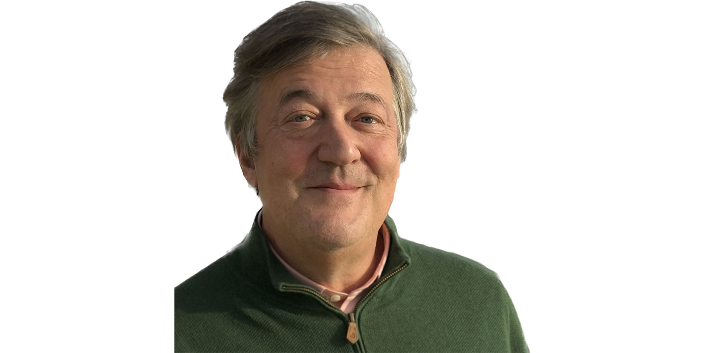 A portrait picture of writer, actor and broadcaster Stephen Fry