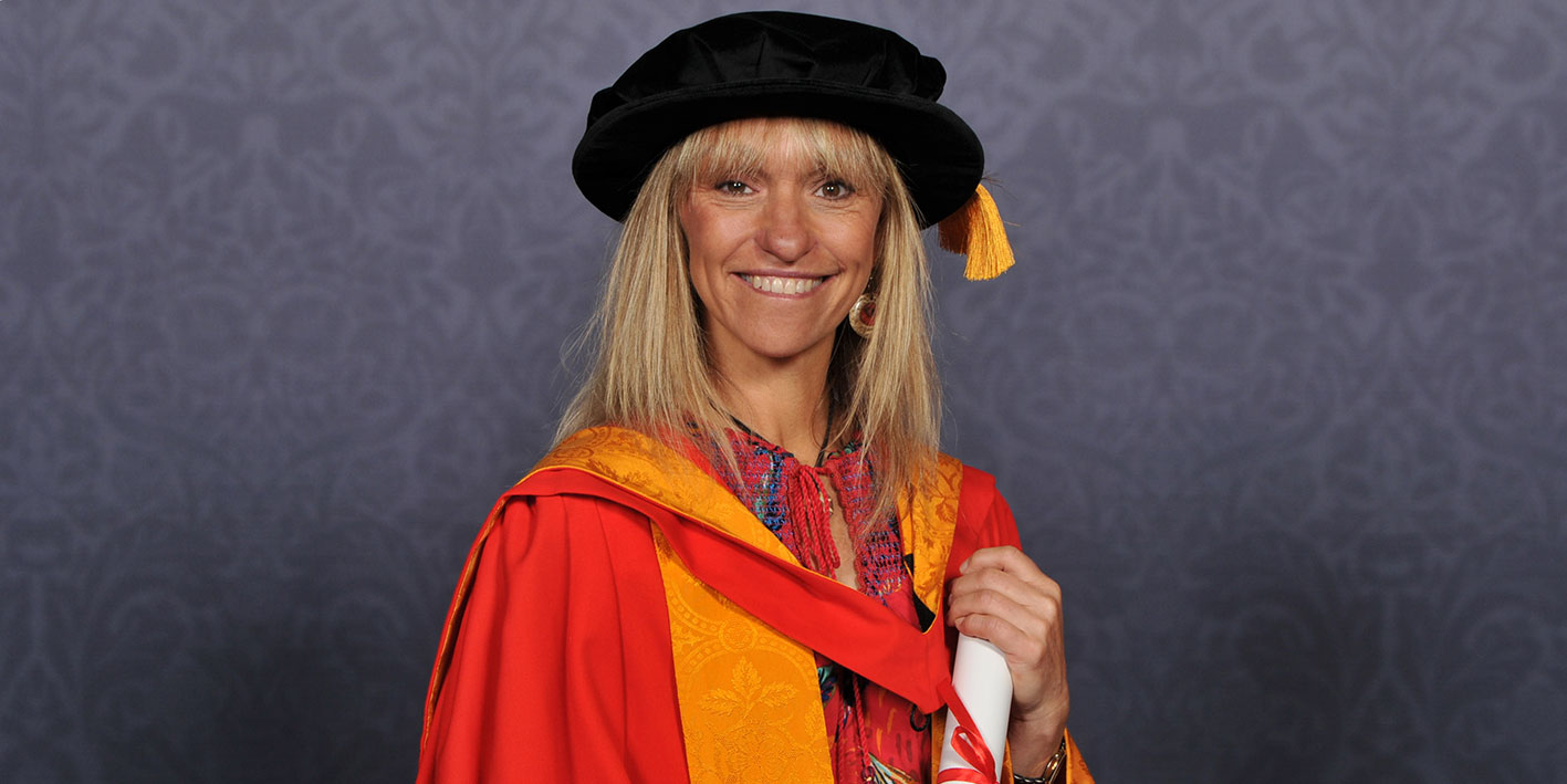Honorary Graduate Michaela Strachan with her Honorary Award