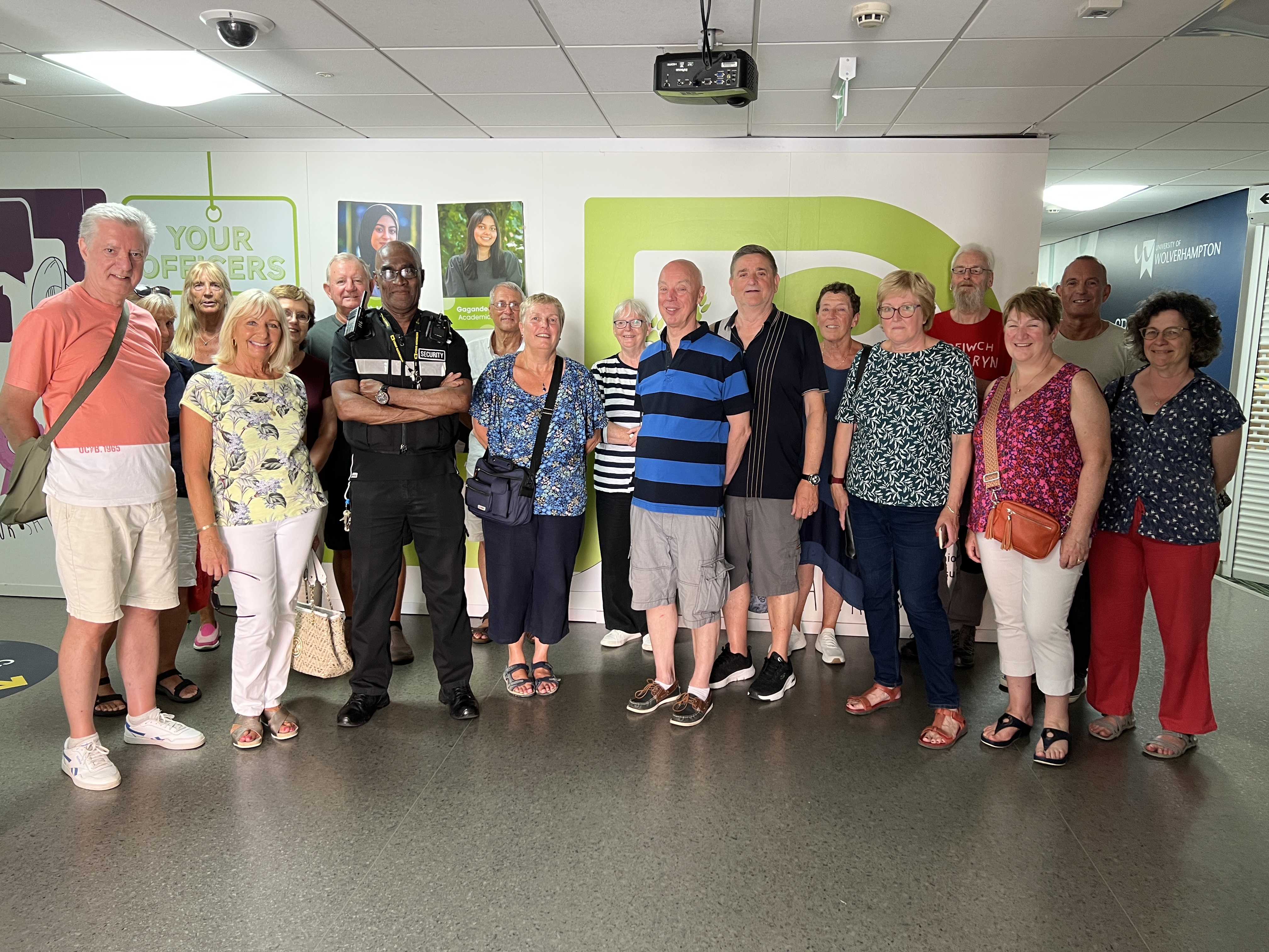 Alumni visit after 50 years touring the campus in Wolverhampton