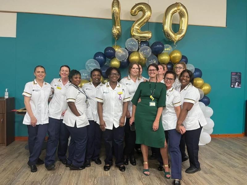 Nurses celebrating at their badge ceremony in Telford