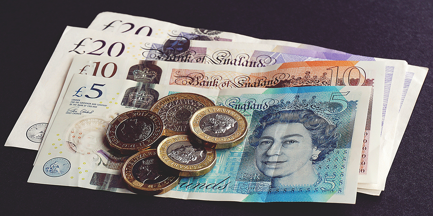 Picture of British bank notes and coins