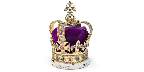 St Edward's Crown: a golden crown with jewels, on white background.