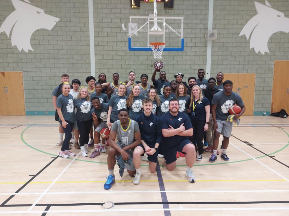 A group of students from the University of Wolves who won the Varsity competition