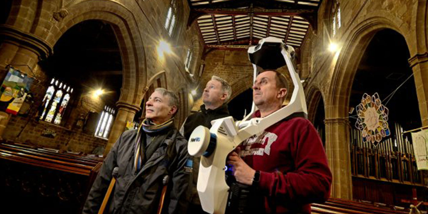 Academics at St Johns Church Bromsgrove with a state of the art laser scanner