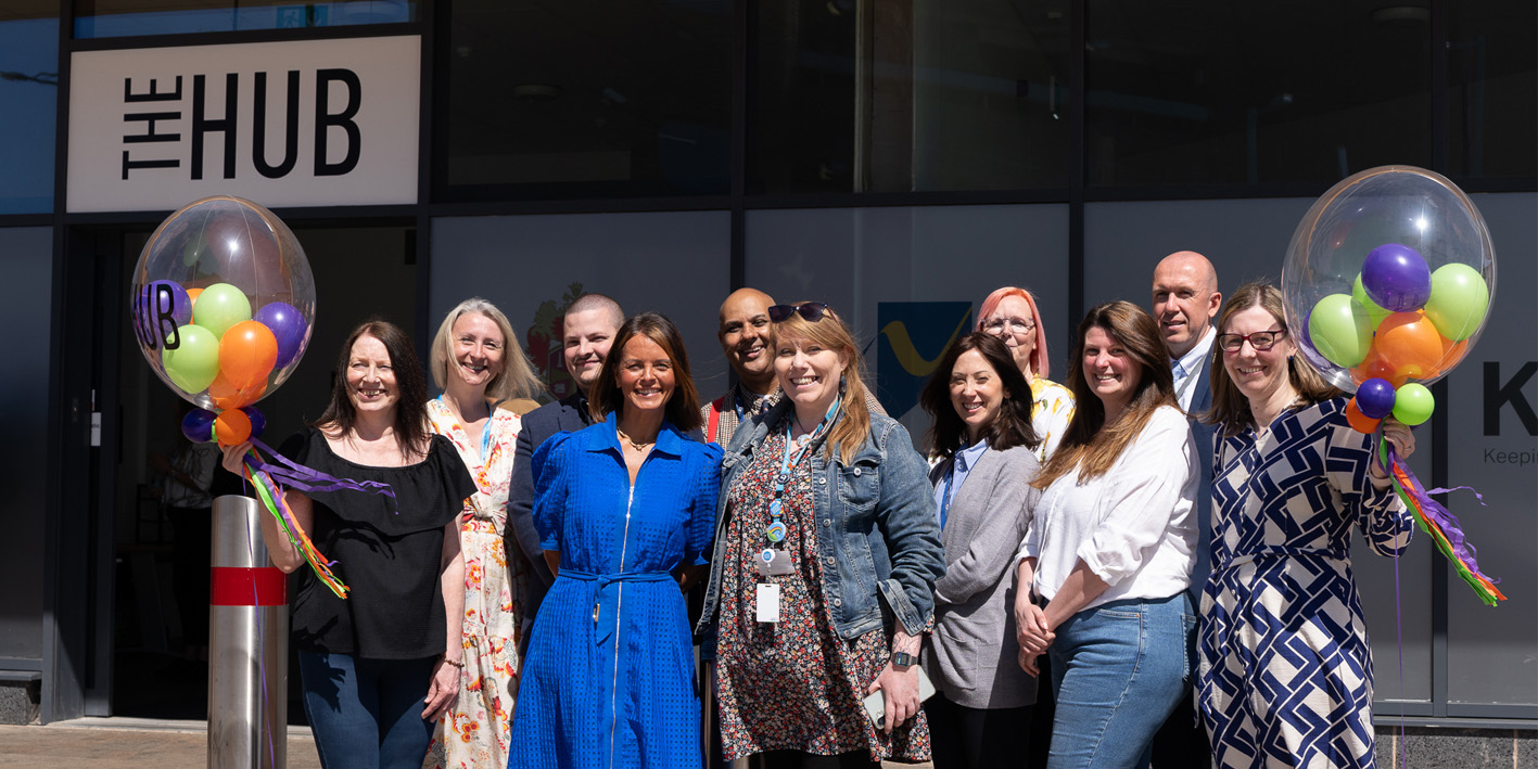 Launch of the Hub Wolverhampton train station group photo with University staff, WM trains and Rethink