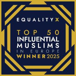 EqualityX Top 50 influential Muslims award winner badge