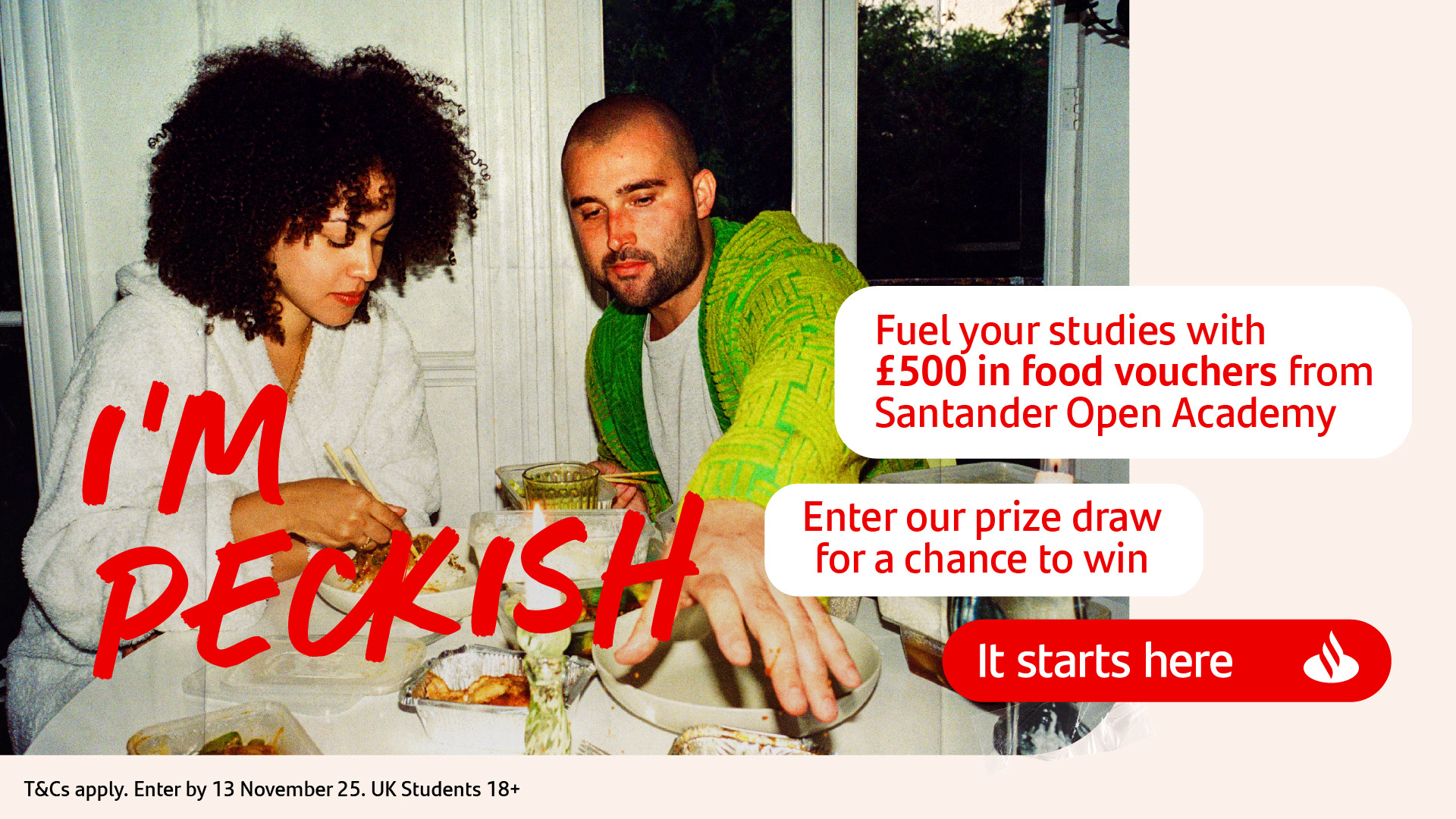 Fuel your studies with £500 in food vouchers from Santander Open Academy