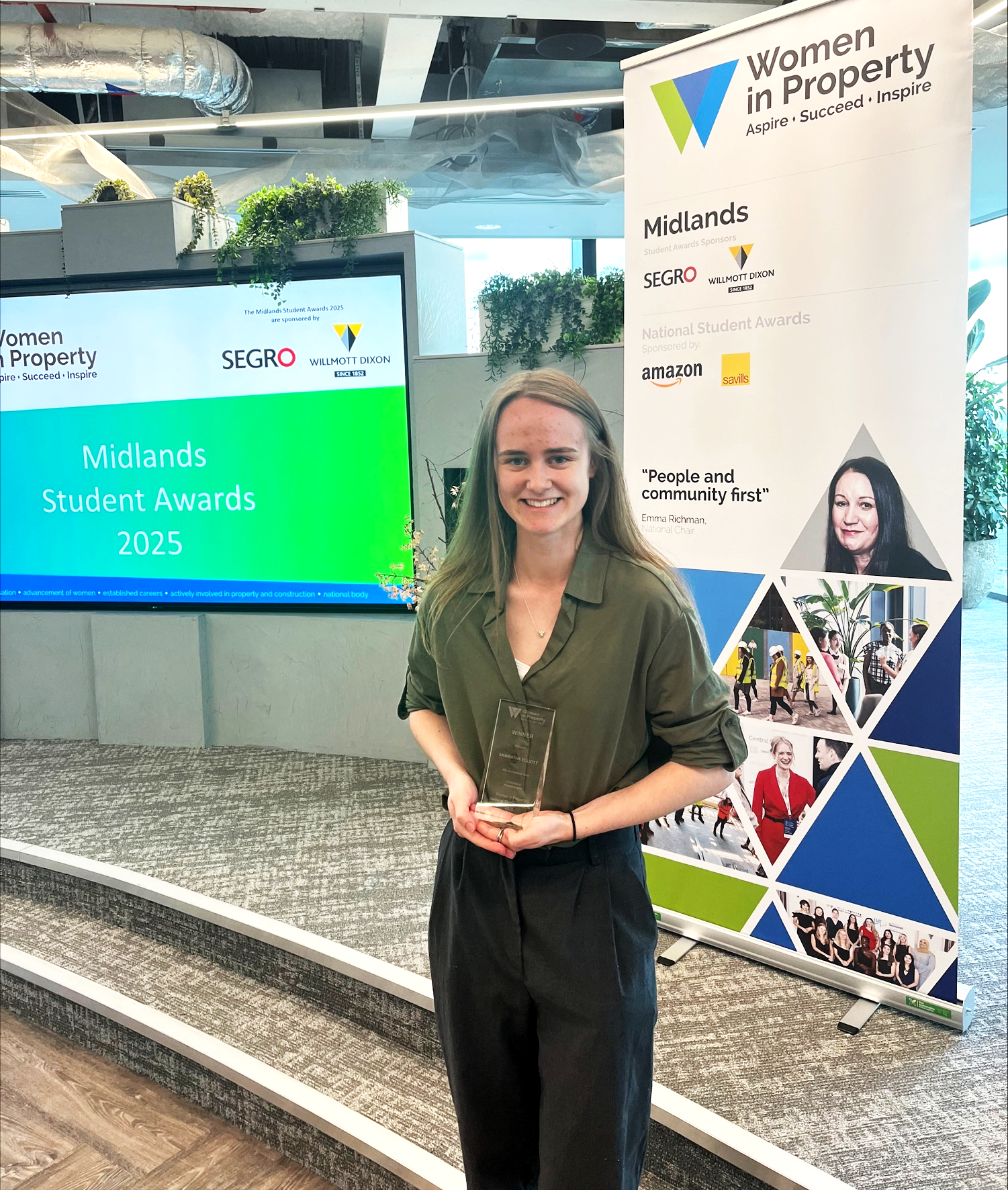 Samantha Elliott student winner of Property Midlands Student Awards 2025