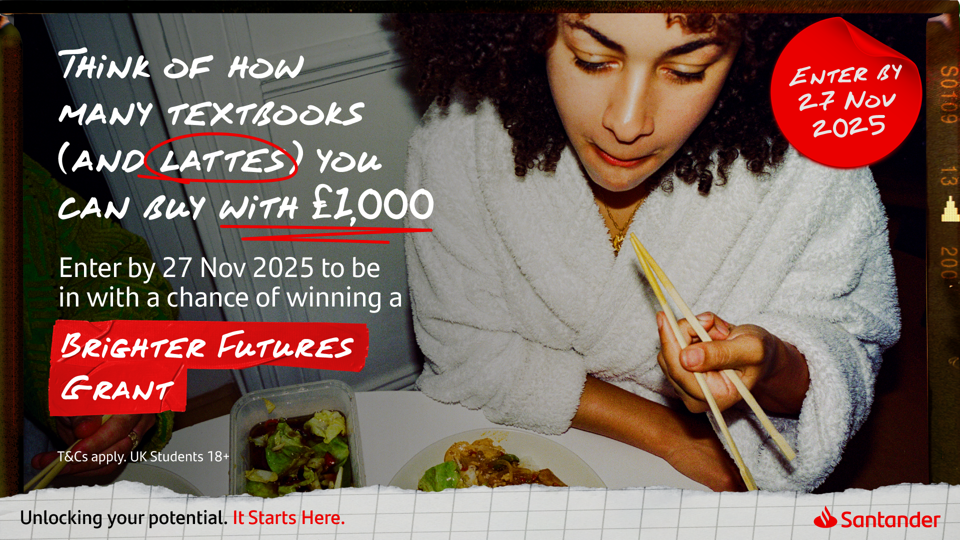 Santander Brighter Future Grant enter by 27 Nov to be in with a chance of winning 1,000