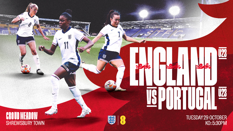 Lionesses England vs Portugal Shrewsbury town promotion graphic