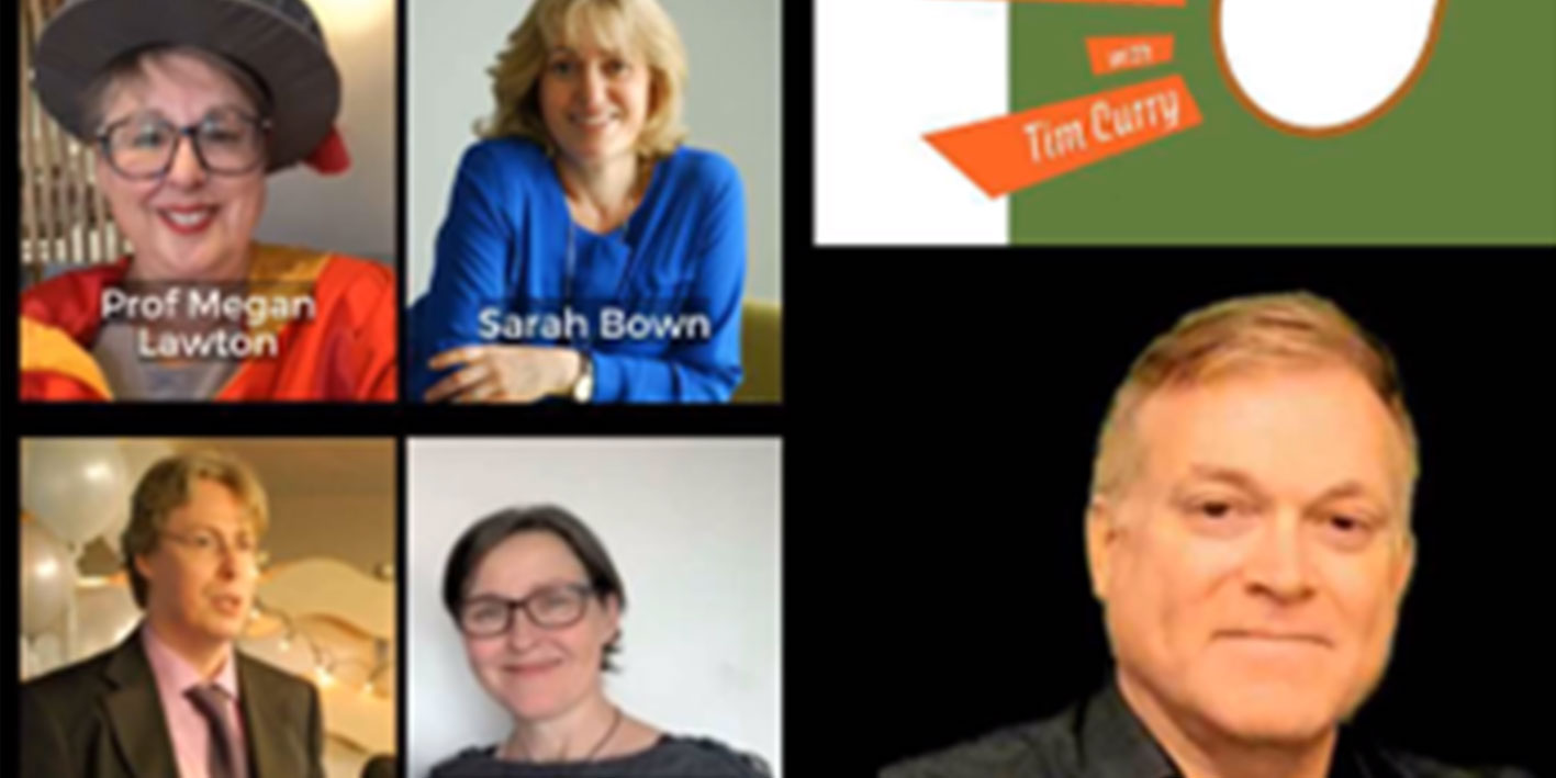 A collage graphic depicting the launch of podcasts in celebration of 30 years of deaf studies