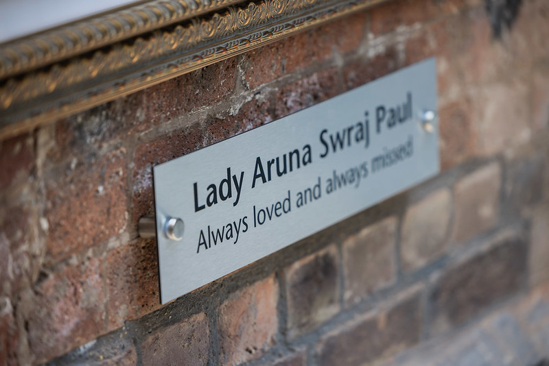 A plaque on the wall at Springfield honouring Lady Aruna